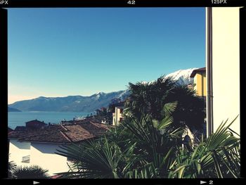 View of mountain range against clear sky