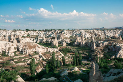 Panoramic view of landscape against cloudy sky