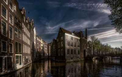 Canal amidst buildings against sky in city