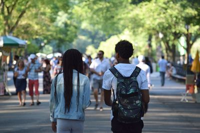 Teenagers walking on the street