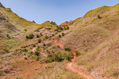 An idyllic hiking trail in the mountainous center of santiago, cape verde islands