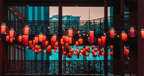 The view of the lanterns that fill the room