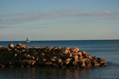 Scenic view of sea against clear sky