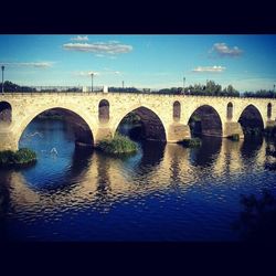 Reflection of building in water