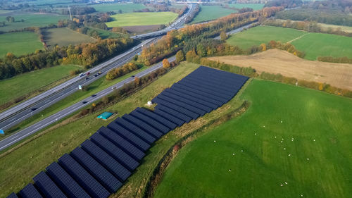 High angle view of agricultural field