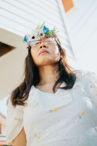 Portrait of woman looking away