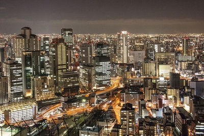 Illuminated cityscape at night