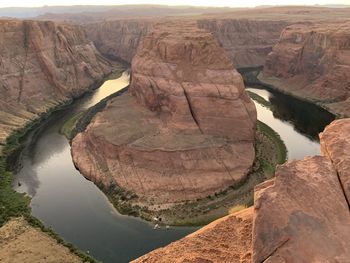 High angle view of rocks in river