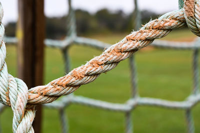 Close-up of rope tied up