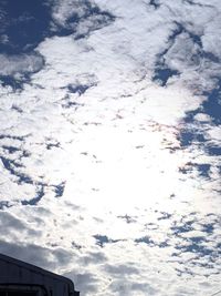Low angle view of clouds in sky during winter