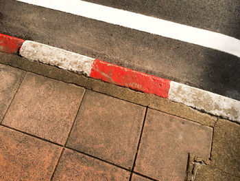 High angle view of zebra crossing on road