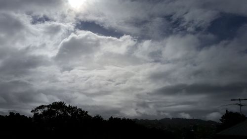 Low angle view of silhouette trees against sky