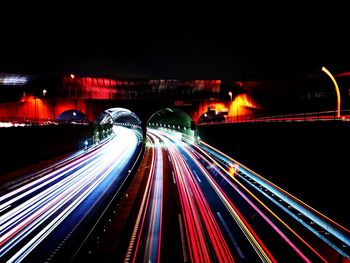 Light trails on highway at night