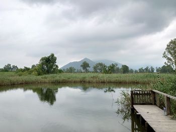 Scenic view of lake against sky