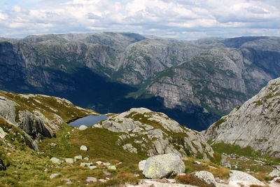 Scenic view of mountains against sky