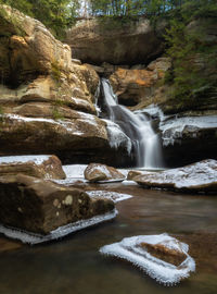 Scenic view of waterfall in forest