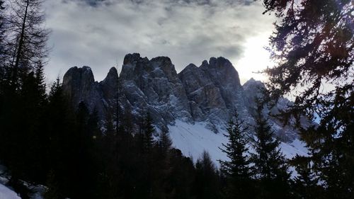 Scenic view of mountains against cloudy sky