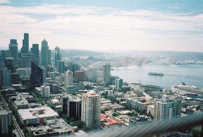 City skyline with river in background