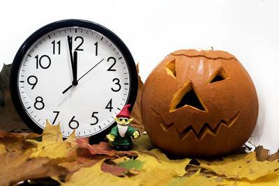 Close-up of pumpkin against white background