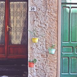 Closed door of building