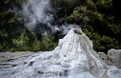 Smoke emitting from volcano