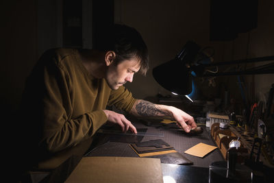 Man working on table