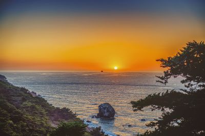 Scenic view of sea at sunset