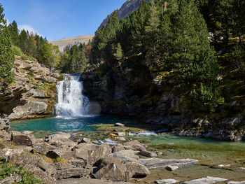 Scenic view of waterfall