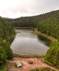 Scenic view of lake against sky