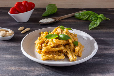 Close-up of food in plate on table