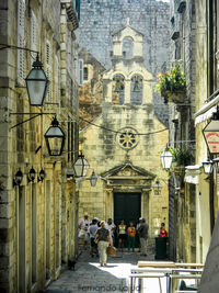 People walking in temple