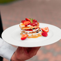 Close-up of dessert in plate on table