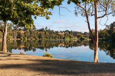 Scenic view of lake against sky