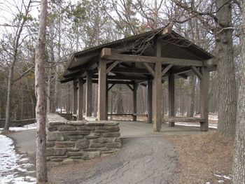 Built structure against trees