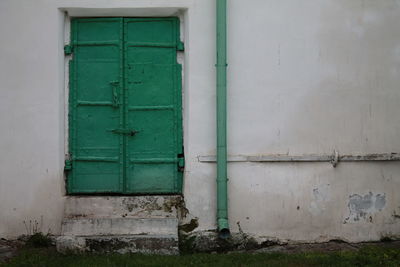 Closed door of building