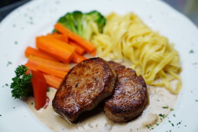 Close-up of pasta in plate