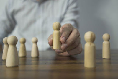 Close-up of chess pieces on table