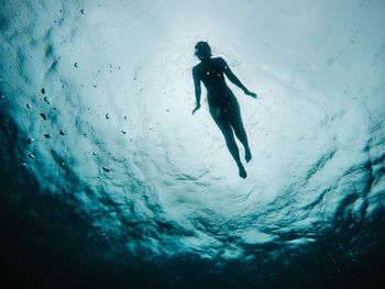 Low angle view of person swimming in sea