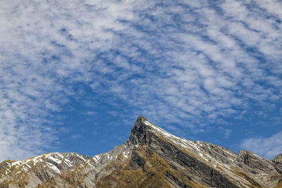 Snow and sky mountain landscape in the southern alps of new zeland