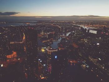 Aerial view of illuminated city