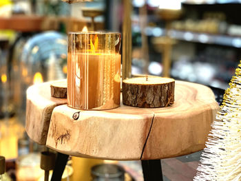 Close-up of coffee served on table at cafe