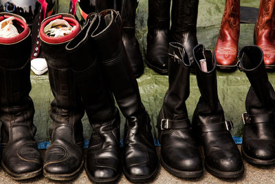 Leather boots on field