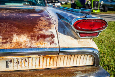 Close-up of old car