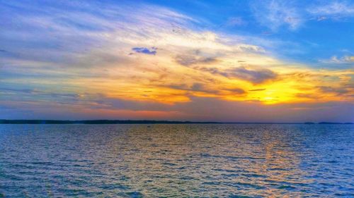 Scenic view of sea at sunset