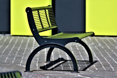 Close-up of empty seats on table