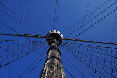 Low angle view of electricity pylon against sky