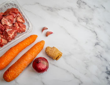 High angle view of orange slices on plate