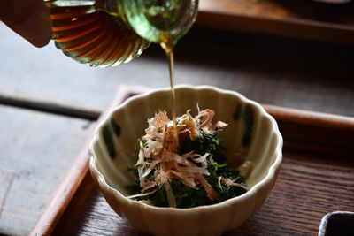 A way to eat the leftover tea leaves in japan