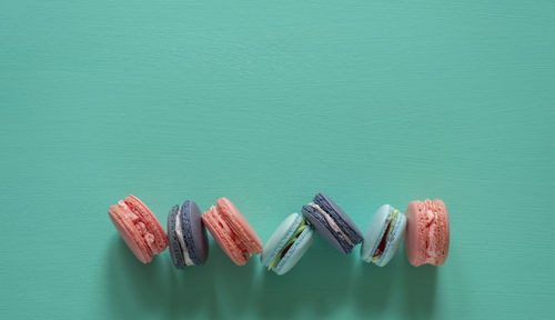 High angle view of multi colored pencils on table