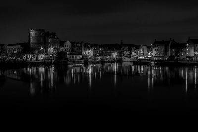 Illuminated city at night